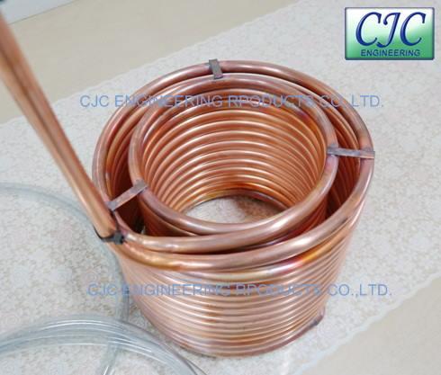 Wort Chillers ขดท่อทองแดงระบายความร้อน ไส้หมูระบายความร้อน2ชั้น